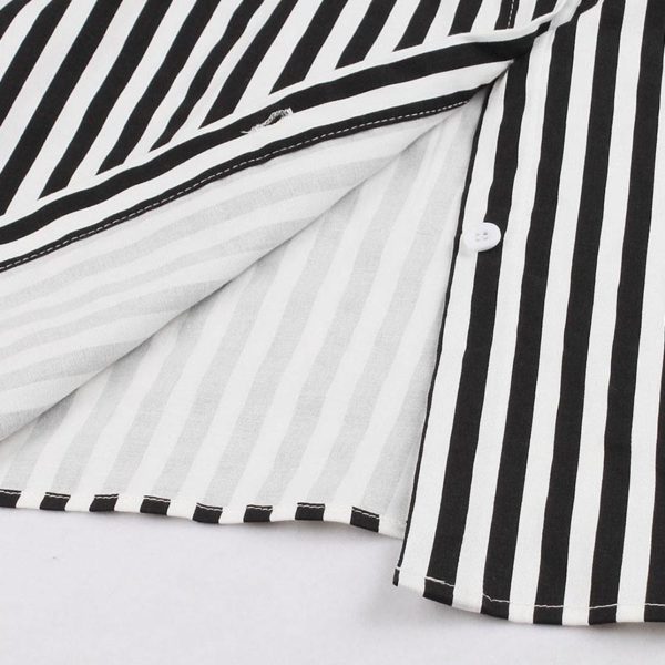 Vintage Dress 1950s Stripe Bow Tie Short Sleeves Women Swing Retro Dress