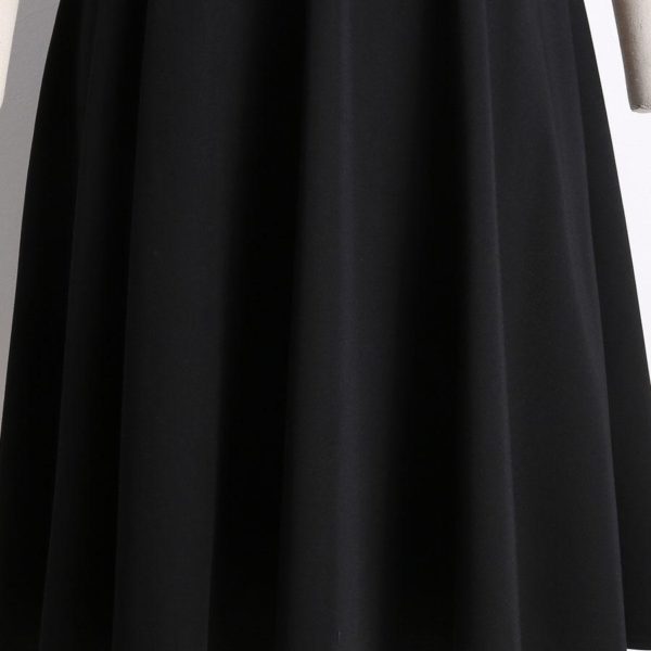 Women's Black Vintage Dress 1950s Audrey Hepburn Style V-Neck 3/4 Length Sleeves Polka Dots Retro Cotton Dress