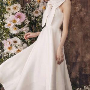 Bows Midi Dress Cutout A-Line Elegant Prom Dresses In White