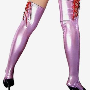 Pink Shiny Metallic Sexy Stockings
