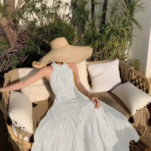 Backless Long Dress Beach Vintage Spaghetti Strap Fashion Evening Party Sundress - Image 2