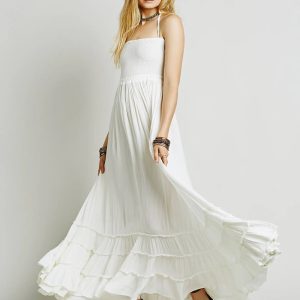Boho Long Backless Hippie Vestidos Mujer Ethnic Cotton Party Dresses