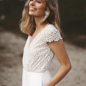 Bridal Jumpsuit Chiffon Lace Floor-Length A-Line Jewel Neck