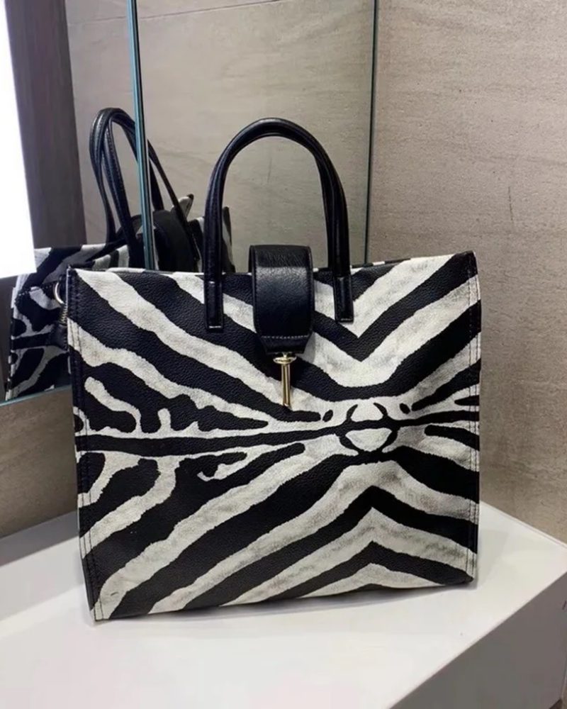 Fashion Zebra Pattern Handbags Big Women Tote Bag High Quality Leather Casual Shoulder Bags Large Capacity Messenger Bag