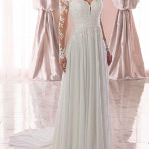 Plus Size Wedding Dresses Chiffon Lace Applique Beach Wedding Bridal Dress Free Customization
