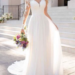 Plus Size Wedding Dresses Chiffon Lace Applique Beach Wedding Bridal Dress Free Customization - Image 3