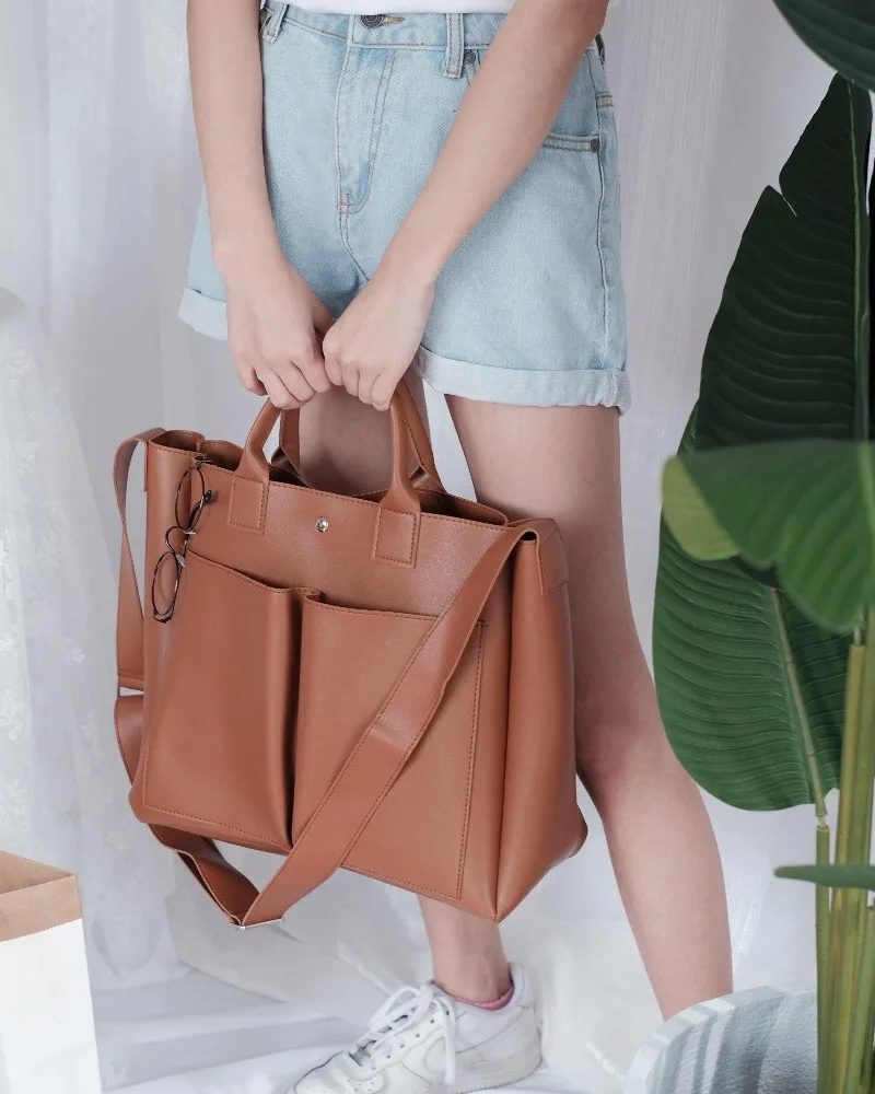 Pu Leather Famous Brands Casual Big Tote Vintage laptop Handbags