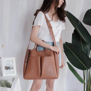 Pu Leather Famous Brands Casual Big Tote Vintage laptop Handbags - Image 4