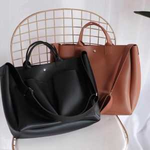 Pu Leather Famous Brands Casual Big Tote Vintage laptop Handbags - Image 5