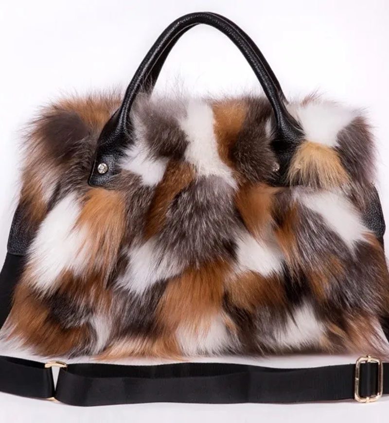 Elegant Genuine Real Fox Fur Handbag