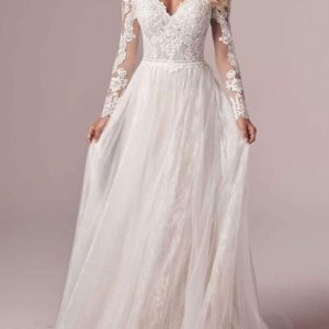 Simple Wedding Dress Long Sleeves Backless Lace Bridal Gowns