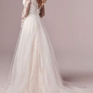 Simple Wedding Dress Long Sleeves Backless Lace Bridal Gowns - Image 3