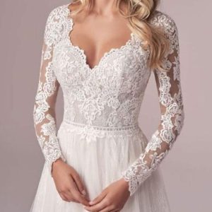 Simple Wedding Dress Long Sleeves Backless Lace Bridal Gowns - Image 2