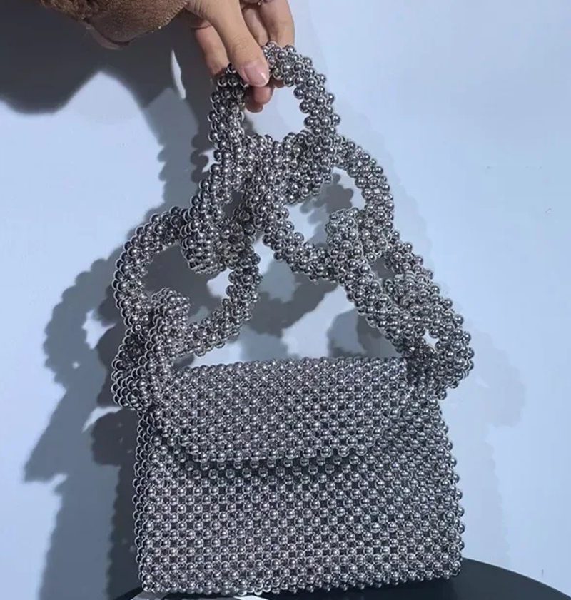 Top-Handle Clutch Handmade Beaded Bag  Purse