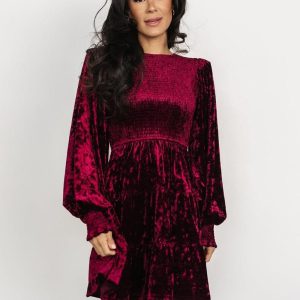 Velvet Ruffles Daily Casual Long Sleeves Jewel Neck Spring Short Mini Dresses - Image 3