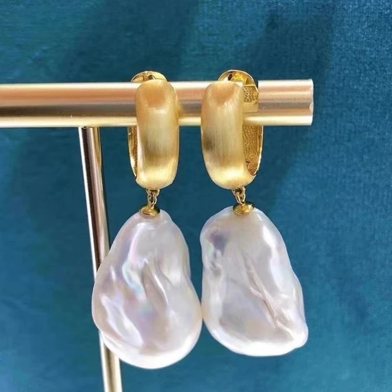 Baroque Pearl Earrings Frosted Style Retro Fashion