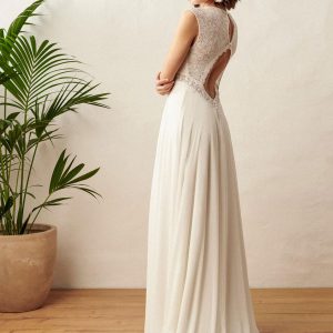 Boho Wedding Dress Chiffon Cut Out Backless Sleeveless V-Neck Bridal Dress - Image 3