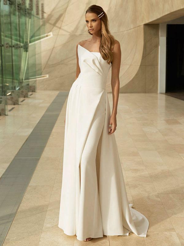 Bridal Jumpsuit Floor-Length Strapless Sleeveless