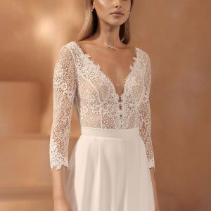 Bridal Jumpsuit Lace Floor-Length Jumpsuit V-Neck Natural Waist - Image 3
