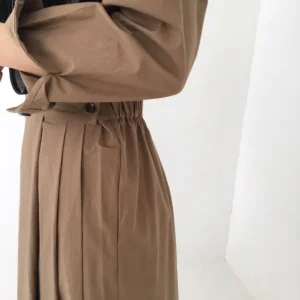 Chic Midi Shirt Dress Button Turndown Neck Slim Belt A-line Casual Dress Elegant Clothes - Image 5