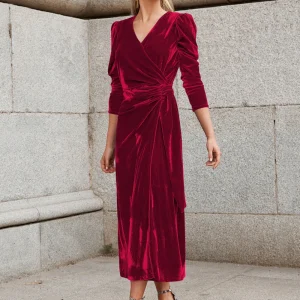 Dignified Velvet Dress French Design Elegant and Simple Long Sleeve Evening Dresses - Image 4