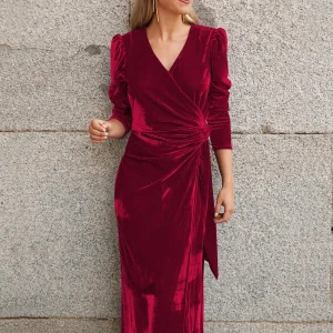 Dignified Velvet Dress French Design Elegant and Simple Long Sleeve Evening Dresses - Image 3
