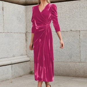 Dignified Velvet Dress French Design Elegant and Simple Long Sleeve Evening Dresses - Image 8