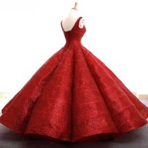 Luxury Princess Wedding Dress Sleeveless Lace Up Sparkle Bridal Gown - Image 3