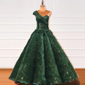Luxury Sequins Wedding Dress One Shoulder High-end Vintage Bridal Gown - Image 9
