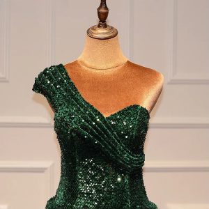 Luxury Sequins Wedding Dress One Shoulder High-end Vintage Bridal Gown - Image 10