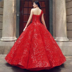 Luxury Sequins Wedding Dress One Shoulder High-end Vintage Bridal Gown - Image 2