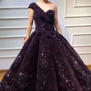 Luxury Sequins Wedding Dress One Shoulder High-end Vintage Bridal Gown - Image 5