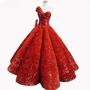 Luxury Sequins Wedding Dress One Shoulder High-end Vintage Bridal Gown - Image 3