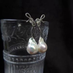 Natural Fresh Water Irregular Baroque Earrings Special-shaped Pearl Earrings Sterling Silver Zircon Elegant - Image 2