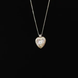 Natural Freshwater Baroque Love Shaped Pearl Pendant Necklace Sterling Silver Princess Zircon Style Collar Chain - Image 4