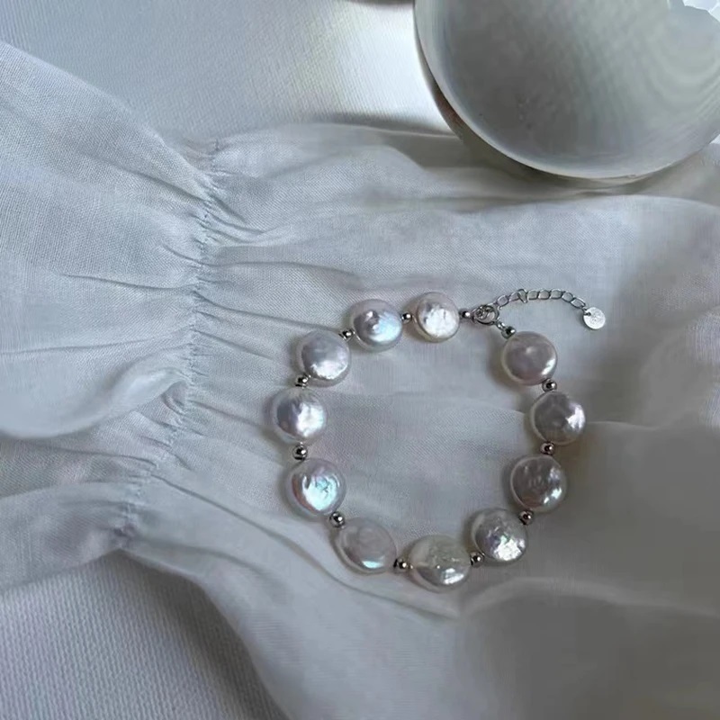 Natural Freshwater Pearl Baroque Bracelet Irregular Button Shape Retro Versatile High-grade Bracelet