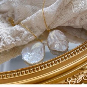 Natural Strong Baroque Shaped Petal Pearl Long Earline Super Fairy Fresh INS Style Earrings - Image 4