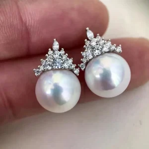 Pearl Earrings Ice Queen Zircon Aurora Edison Silver Fashion - Image 5