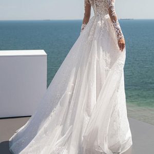 Simple Wedding Dress With Train Lace A-Line Bridal Dresses - Image 2