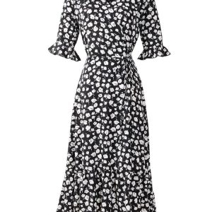 Summer Dress Floral Print Chiffon Beach Dress - Image 5