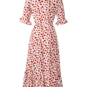 Summer Dress Floral Print Chiffon Beach Dress - Image 7
