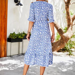 Summer Dress Floral Print Chiffon Beach Dress - Image 2