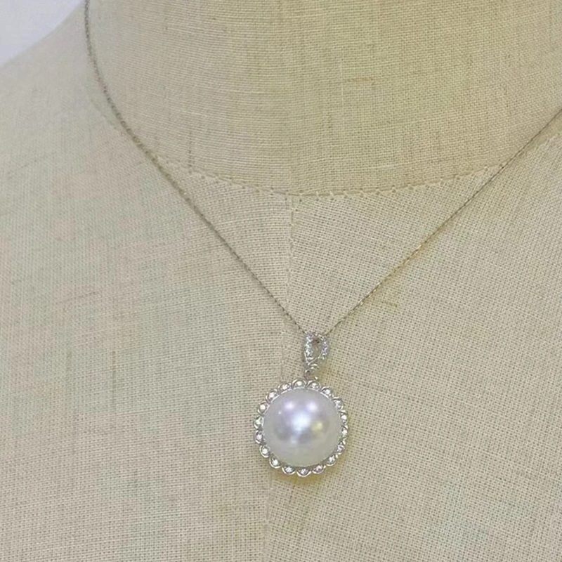Zircon Flower Necklace Aurora White Pearl Pendant High-end Jewelry set