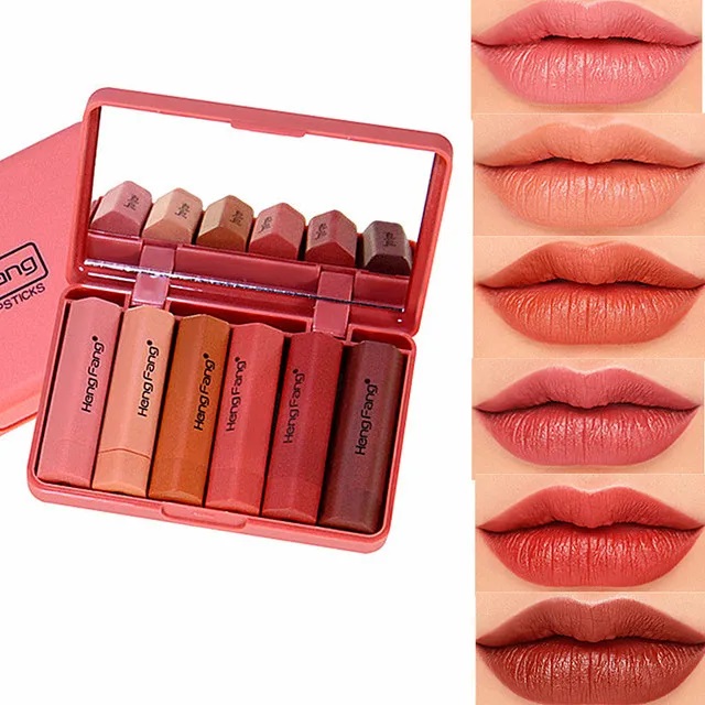 Luxe Velvet Matte Liquid Lipstick Set – 6pcs Waterproof & Long-Lasting Nude Shades