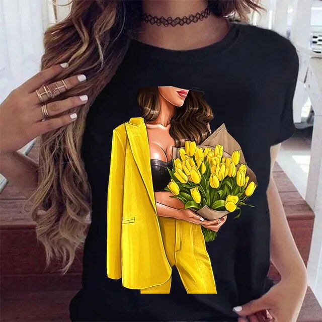 Effortless Style flower Print T-Shirt – Fresh Fashion for Modern Women
