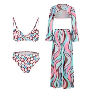 Flowy Jumpsuits Cover-up Print Flirty Romper Cover Up Summer  Pant Set Pants Suit Beach - Image 5