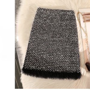 Fur Tassel Sequined Club A-line Retro Party Mini Skirts - Image 3