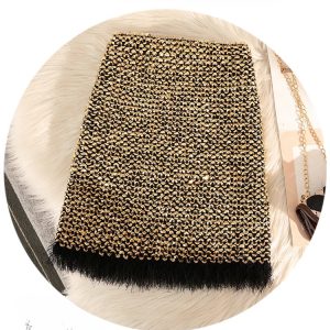 Fur Tassel Sequined Club A-line Retro Party Mini Skirts - Image 2