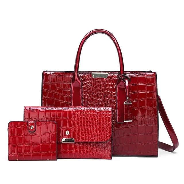 Premium Quality Leather Shoulder Bag - Sophisticated Crocodile Pattern Design