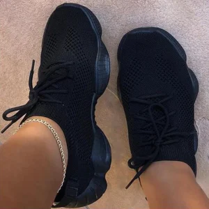 Women Sneakers Mesh Breathable Flats Shoes Lace Up Running Shoes - Image 5